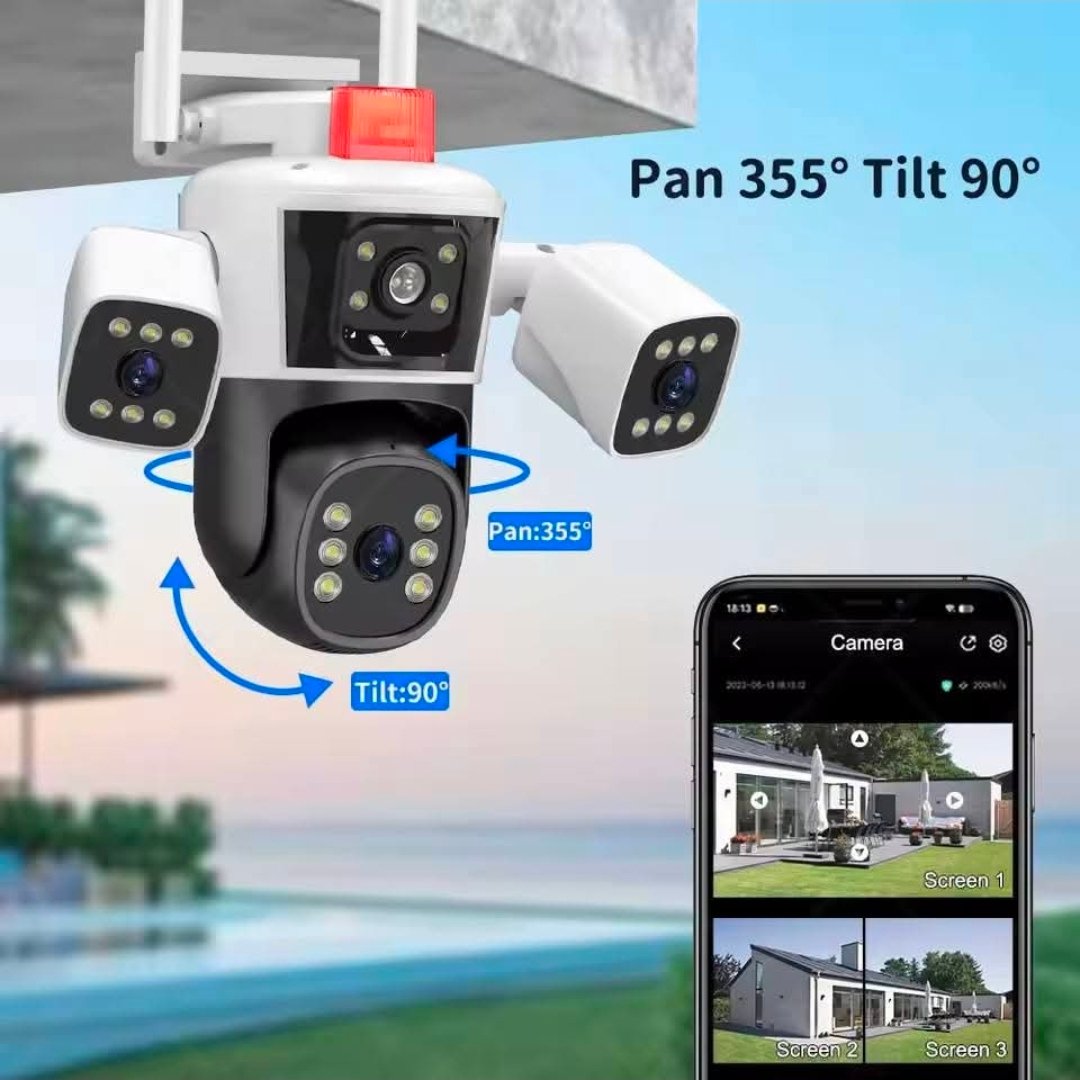 كاميرا مراقبة خارجية 6K WiFi - ثلاث عدسات تشتغل ع الجوال - الصورة 3