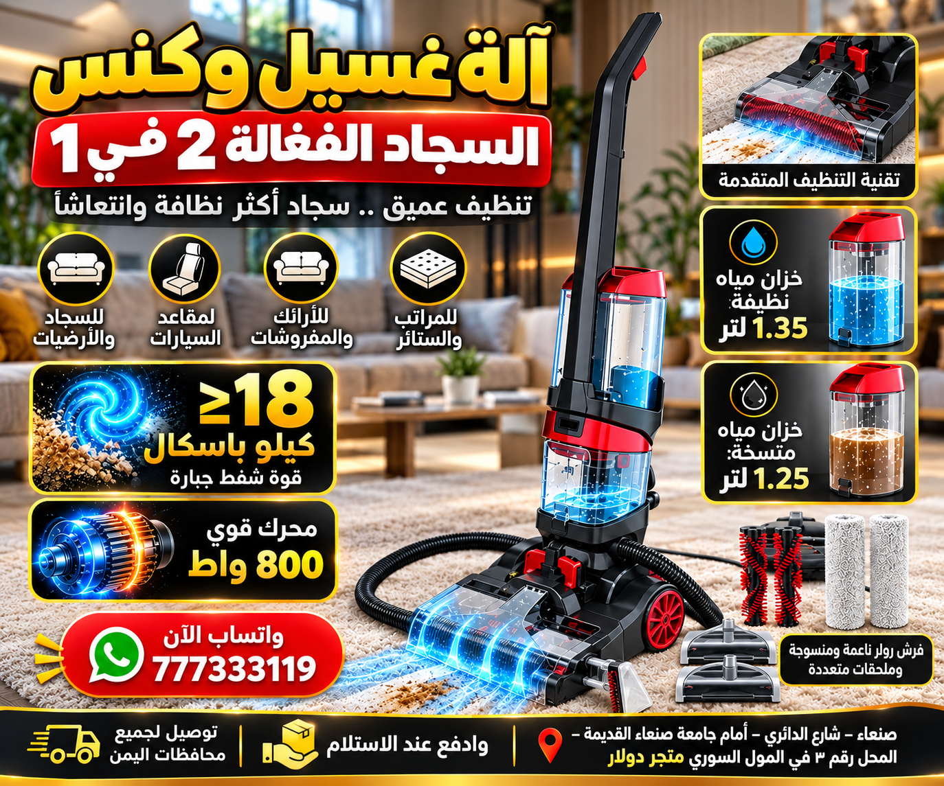 مكنسة غسيل السجاد والكنب DSP Professional